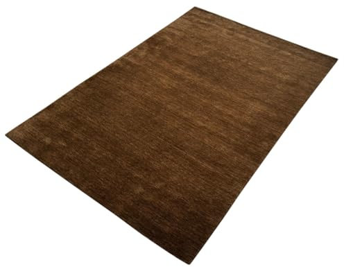 Braun Gabbeh Teppich Uni 100% Wolle Orientteppich Handgewebt Loom Brücke AN3 (Maße:200X300 cm; Design:Uni;)