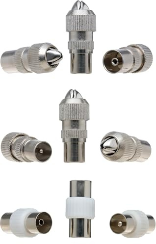 YoiYee 8-Pack TV Aerial Coaxial Connectors – 2 Male & 2 Female Adapters with 2 F Connector and 2 Coax RF Cable Plug