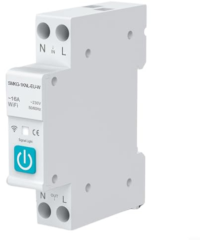 Disjoncteur intelligent pour Tuya WiFi 1P Rail DIN Commutateur de commande manuel/télécommande Trois modes de synchronisation 100-240 V AC (16 A)