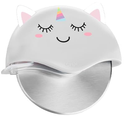 I-TOTAL®- Tagliapizza in acciaio inossdabile senza maniglia, ruota da taglio con disegno (UNICORN)