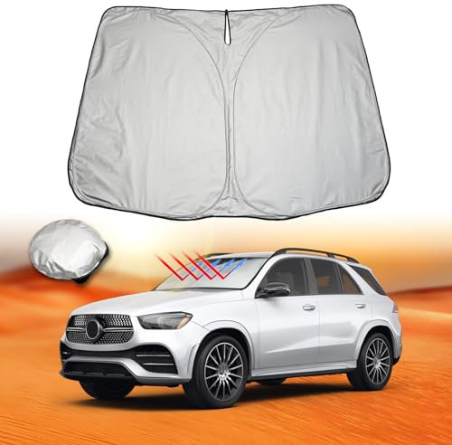 LFOTPP Kompatibel mit Mercedes Ben-z GLE W167 / GLS X167 Frontscheibe Innen Sonnenschutz, Auto Windschutzscheibe Sonnenblende Faltbare UV Schutz Sonnenschutzfolie Auto Zubehör