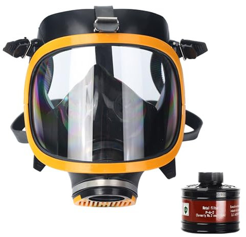 Sumeber Respiratore a gas pieno con standard Rd40, riutilizzabile per vapori organici, inorganici, gas acidi, ammoniaca, fumigazione, colore | protezione viso, filtro in ottone e guanti