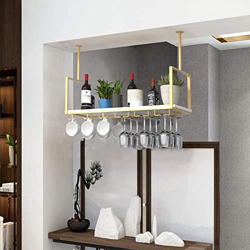 Generico Portabicchieri da soffitto - Portabottiglie da Vino sospeso, portabottiglie da Vino in Metallo da soffitto, con 2 Tipi di portabicchieri, portabicchieri da Vino calici sospesi, per
