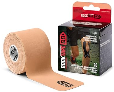 RockTape Go Extra-Sticky Adhesive Pre-Cut Kinesiology Tape (Beige)