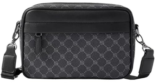Hjkiopc Klein Umhängetasche für Herren, Multi Pocket CrossBody Taschen, Messenger Umhängetasche, wasserdichte und leichte Umhängetasche für den täglichen Gebrauch bei Arbeit und Reisen. (Schwarz)