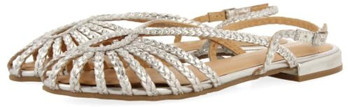 GIOSEPPO Mules Pelle Intrecciata Hingham, Argento, 37 EU