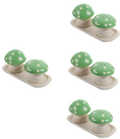 Amosfun 4 Set Barattolo Di Spezie Agitatore Per Condimento Barattoli Sale Borraccia Aromatizzata Contenitori Per Spezie Saliera e Pepiera Ai Funghi Contenitore Per Spezie Green Ceramica