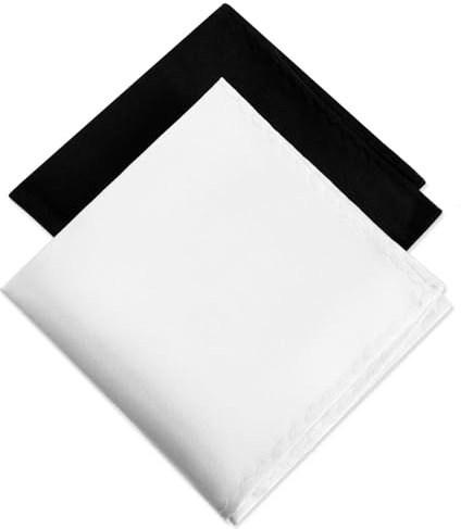Molain 2Pcs Herren Einstecktuch Satin Einstecktuch für Männer Solide Farbe Taschentuch Anzug Einstecktücher Klassische Reine Seide Taschentücher(Schwarz, Weiß)