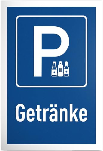 DankeDir! Parkplatz Getränke - 30 x 20 cm Schild Kunststoff - Lustiges Hinweisschild für Getränkebereiche - Geschenkidee für Partylöwen - Wetterfeste Deko für Veranstaltungen und Zuhause