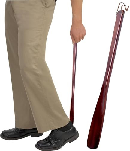 Chausse-pied en bois à long manche de 54 cm - Cuillère à chaussures en bois facile à porter - Kny383 (B, 54 x 4 cm)