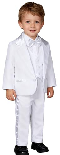 mintgreen Baby Boys' Suits Blazers, Christening Outfits Formal Wear Tuxedo Long Sleeve Costume, White, 18-24 Months, 110