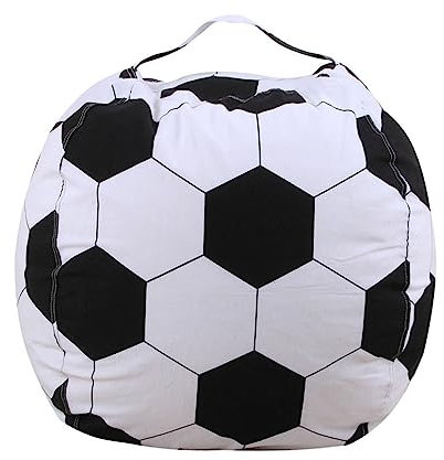 TOGEVAL Creative Stuffed Animal Storage Bean Bag Chair Fußball Muster Aufbewahrung Für Spielzeug Decken Und Kissen Für Kinderzimmer Und Spielräume Große Kapazität