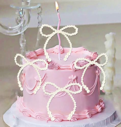 Perlen Schleife Tortenaufleger Schleifenknoten Bänder Schleife Torte Dessert Picks für Dekorationen Braut Babydusche Geburtstag Hochzeit Party Dekoration