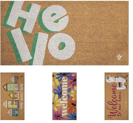 OLIVO.Shop | Fantasy 13 Paillasson entrée Coco, Paillasson Coco avec Inscriptions et Impressions colorées, 40 x 80 cm (Hello)