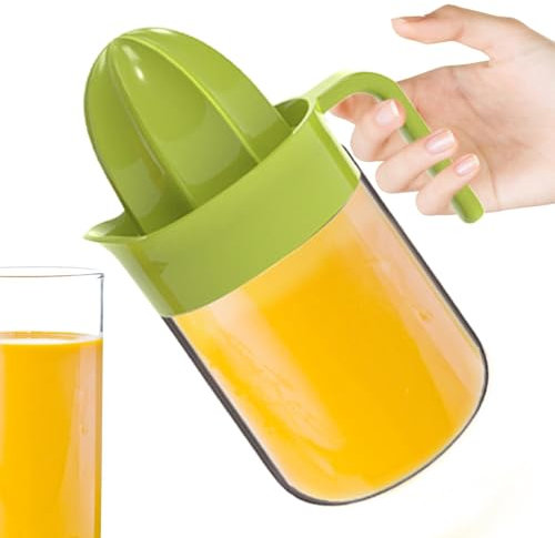 Manual Lemon Juicer, Hand Press Citrus Squeezer, Multifunctional Fruit Juicer, 450ml Glass Container, Pp and Silicone, Easy Juice Extraction for Kitchen Use 7inches, 0.31kg