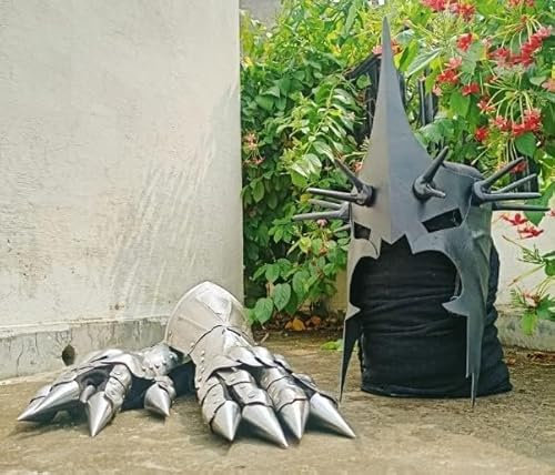 Mittelalterliche Nazgûl Ringwraith Roben Schwarzer Reiterhelm Stulpen Herr des Rings Cosplay Hexenkostüm Requisite Helm Nazgûl Halloween
