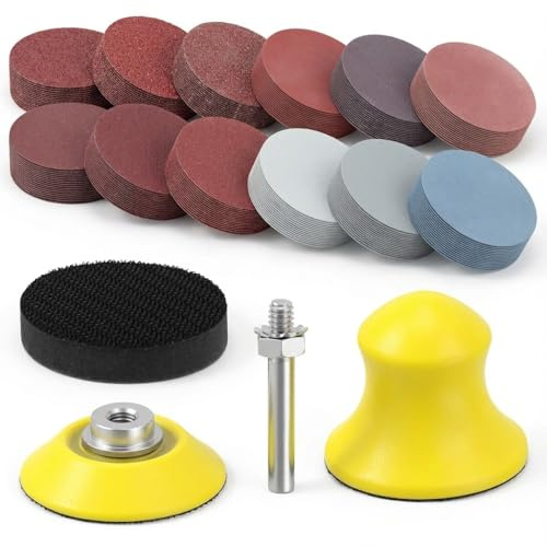 QWORK® 184 Stück Schleifpapier Set, 50mm Nass- und Trockenschleifpads Schleifscheiben, 60-10000 Verschiedene Körnungen