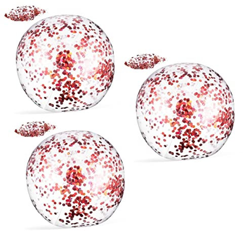 UPKOCH 3pezzi Pallone Gonfiabile Da Spiaggia Con Glitter Palla Mare Decorativa Per Giochi Acquatici e Feste Inclusa Pompa Materiale Resistente e Riutilizzabile Perfetta Per Ragazzo
