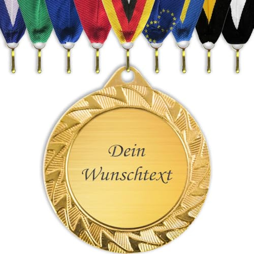 Pokal Center Westerheider Medaille mit Gravur, Größe 7 cm, Farbband wählbar, Personalisierbare Auszeichnung aus Metall, Farbe Gold, Ehrung, Turnier, Wettkampf, Geschenk