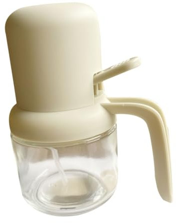 CIYODO Presione la botella de aceite aerosol de aceite bote de aceite en aerosol dispensador engrasadores dosificador aceite botella de spray ollas transparentes para cocinar Vidrio Beige