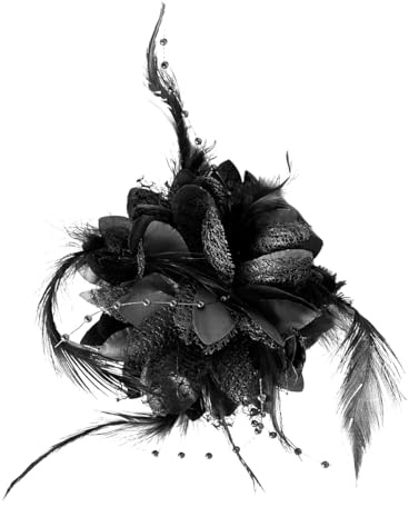 Lotsdonxia Vintage Feder Blume Haarspange - Eleganter Floral Fascinator mit Brosche Pin für Hochzeiten, Brautjungfern, Teepartys & besondere Anlässe (Schwarz)