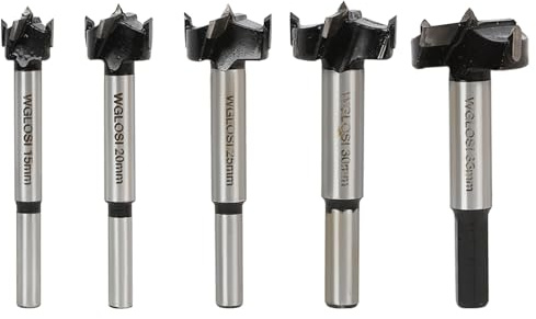 Forstner Bit Set for Woodworking 5PCS Wood Drill Bit Set Hole Saw Woodworking Tools Carbon Steel Forstner Bits for Hard Wood Plastic Plywood MDF