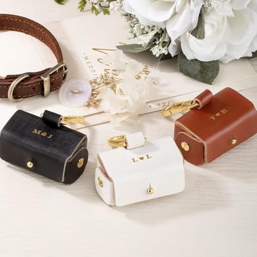 Miguha Sacchetto porta-anello in pelle personalizzato for cane, porta-anello for collare, accessorio for riporre gioielli con iniziali personalizzate, regalo di nozze