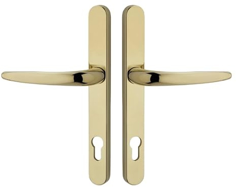 NFAC HARDWARE uPVC Door Handle Long Backplate Sprung Lever Pair 92mm PZ / 210mm fixings (Gold)