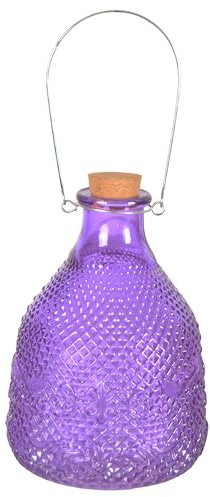 1x WASP TRAP Extra Large Catcher Glass Bottle with Metal Hanger By CKB LTD - Traditional Attractive Hanging Honey Pot Design Insect Catcher Trap Indoor Outdoor Garden Pest Control (Purple)