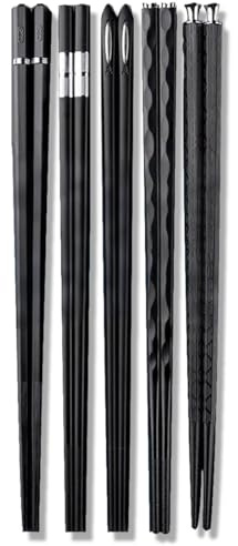 JEYORZY 5 Pares de Palillos para Platos Asiáticos,Chopsticks Japoneses Estilo Clásico Reutilizable Antideslizantes para Lavavajillas Aptos Juego de Palillos Antideslizantes Para Sushi