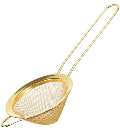 Zestjewel Matcha Sieve & Loose Tea Strainer | Metal Fine Mesh Stainless Steel | Mini Icing Sugar Sieve | Tea Filter | Small Matcha Sifter in Gold