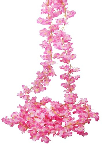 CEWUDA 2 Stück Blumengirlande Künstlich Kirschblüten Deko Rosa Kirschblüten Girlande Frühlingsdeko Innen 188 cm Hängende Kunstblumen Ranke für Fenster Wand Treppe Hochzeitsdekoration Wohnzimmer Garten