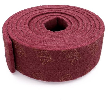 MISIQIMA Rollo de fieltro abrasivo de grano 400, 6 m × 10 cm, color marrón rojizo, vellón pulido, vellón de limpieza, lana abrasiva, alfombrilla de vellón abrasivo para metal, madera, acero inoxidable