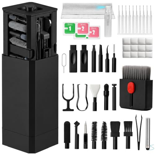 HISSIMO Kit de limpieza mejorado para teléfono (57 piezas), kit de limpieza para iPhone, kit de limpieza para AirPods, kit de limpieza de teclado, limpiador de puertos de carga para Apple Lightning