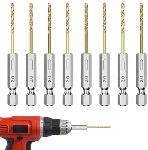 8 Pcs 2 Mm HSS Hex-Shank Twist Drill Bits, 1/4-Inch Pilot Set | High-Speed Steel Tools For Wood, Metal And Plastic Applications