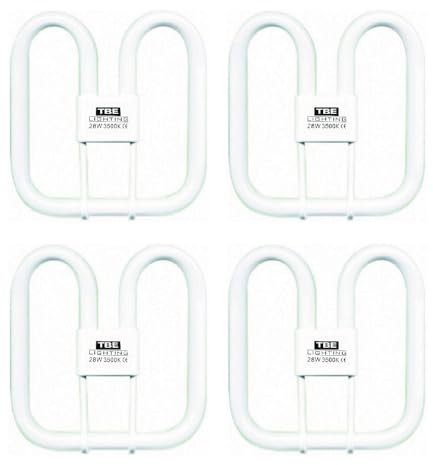 TBE LIGHTING Lot de 4 ampoules fluorescentes DD 2D à 4 broches 28 W à 4 broches GR10q - Longue durée de vie - Blanc froid 6500 K