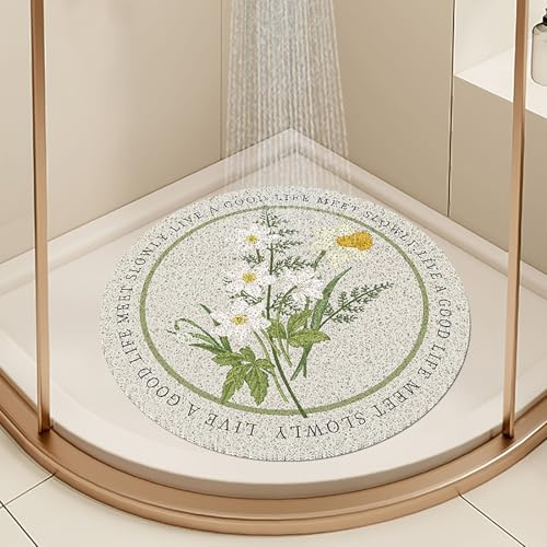 Pevfeciy Duschmatte rund 40X40 cm Antirutschmatte dusche mit Ablaufloch Weich komfortabel PVC Hohe Wasserdurchlässigkeit für Moderne Badezimmer Duscheinlage rutschfest.