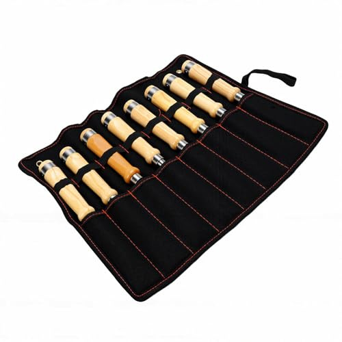 Zunate Juego de Cinceles para Madera de Acero CRV, Mangos Ergonómicos, Juego de Cinceles con Bordes Biselados de 8 Piezas, Herramientas de Carpintería Preafiladas para Carpinteros Profesionales,