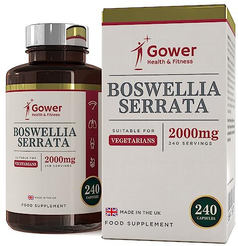 GH Weihrauchkapseln 2000mg | Indischer Weihrauch 5:1 Extrakt | 240 Vegetarische Boswellia Serrata Kapseln für Die Gelenke | Hergestellt in ISO-Zertifizierten Betrieben | Gentechnik- & Glutenfrei