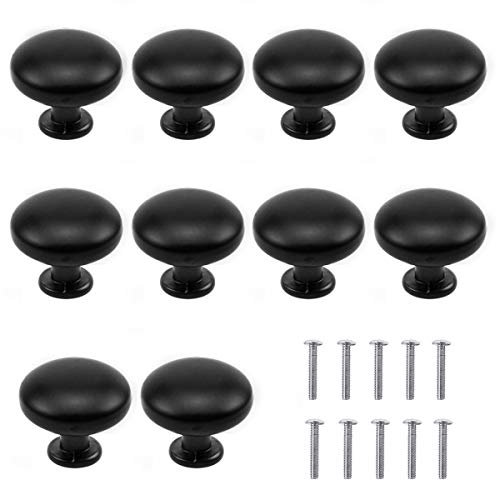 Natuce 10PCS Nero Pomelli per Porta, Ø30mm Pomolo per mobile, Pomelli per Mobili con Viti, Maniglia per armadietto, pomelli per porta, Pomelli per Cassetti per porta, armadio, cassetto e credenza