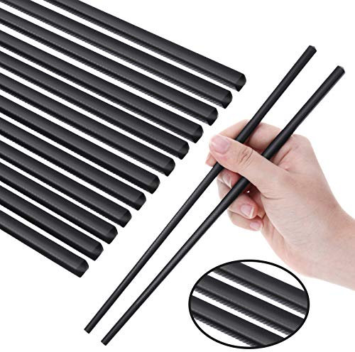 Boao 12 Pairs Reusable Fiberglass Chopsticks, Dishwasher Safe Lightweight Chopsticks Set (Black)