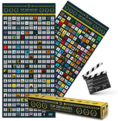 GOODS+GADGETS Top 250 Movie Bucket List Scratch Poster XXL - Rubbel Filme Ratgeber Liste Filmposter als Film-Plakat zum Rubbeln - Geschenk & Merchandise für Filmfans (100x45cm)