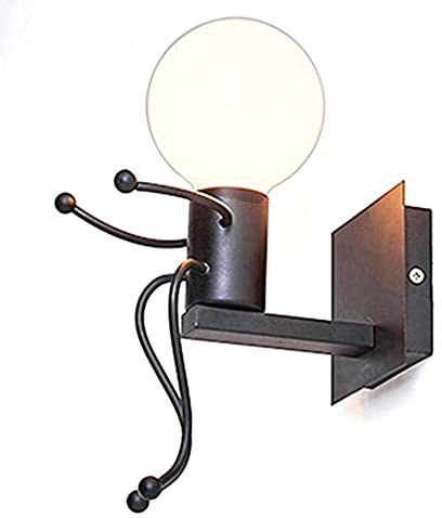 Mengjay Creativo Lampada da parete umanoide，applique da parete E27 Iron interno lampada vintage apliques luce da parete interno moderno per Corridoio,Camera da Letto, Cucina, Bar, Caffè,Ristorante.