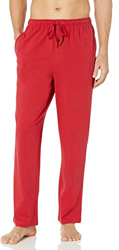 Amazon Essentials Men's Cotton Knit Pyjama Trouser, Red, M