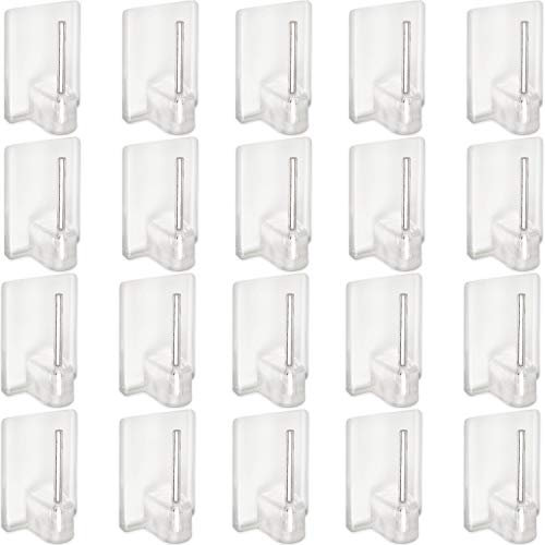 Gancio autoadesivo per bastone, 20 x trasparente, misura 24 x 16.5 mm, ganci per tenda, ganci per zanzariere, gancio adesivo per tende a finestra, aggancio per bastoni su finestre in PVC, curtain hook