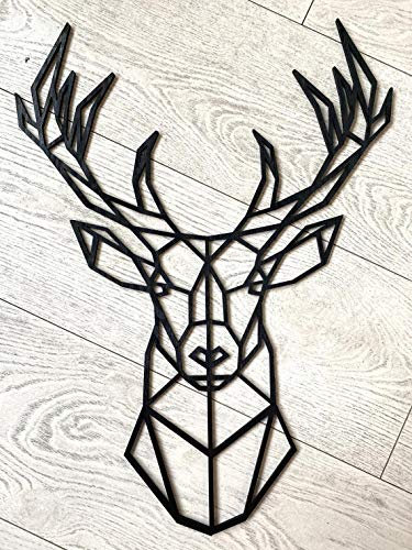 Hirsch Wanddekoration Holz Geometrische Ornamente Minimalistische Kunst Hängend