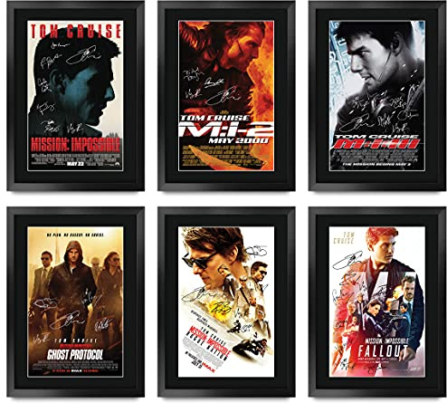 HWC Trading FR A3 Mission Impossible Collection x 6 Filmposter Tom Cruise Gifts Gedrucktes Poster Signiertes Autogrammbild für Film-Memorabilien-Fans - A3 gerahmt