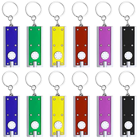 12pcs Mini LED Torche de Poche Porte-clés Léger Portable Lampe de Poche Porte clés pour Extérieur Camping Randonnée Voyage Vélo Équipement de Fête 6 Couleurs