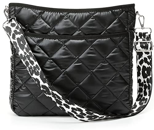Lychii Gesteppte Tote Tasche, Umhängetasche Schultertasche Handtasche, Puffer Tote Bag - Daunen-Baumwolle(30 * 6 * 30cm), Schwarz