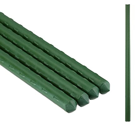 Relaxdays Pflanzstäbe, 10er Set, 90 cm, Ø 10 mm, kunststoffummantelter Stahl, Rankhilfe für Pflanzen, Rankstäbe, grün